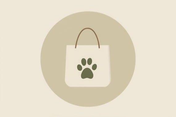 Bag with a paw print design on a beige background